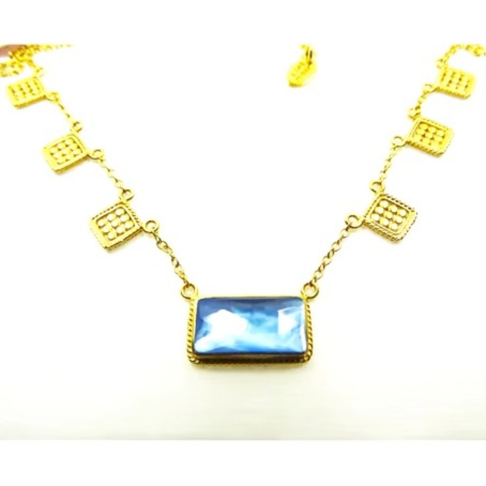 ANNA BECK Sterling Silver Gold Plated MOP Doublet Pendant Necklace